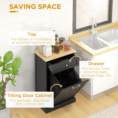 Tilt-Out Trash Cabinet with Drawer
