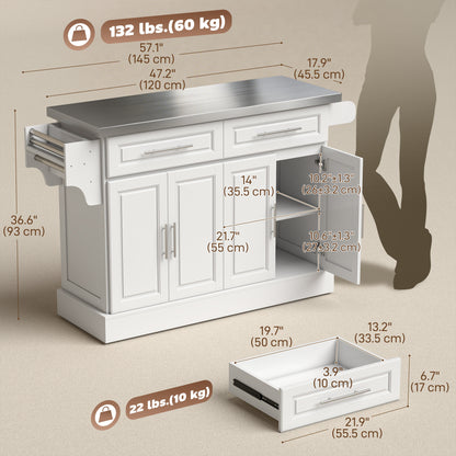 Stainless Steel Kitchen Island with Storage