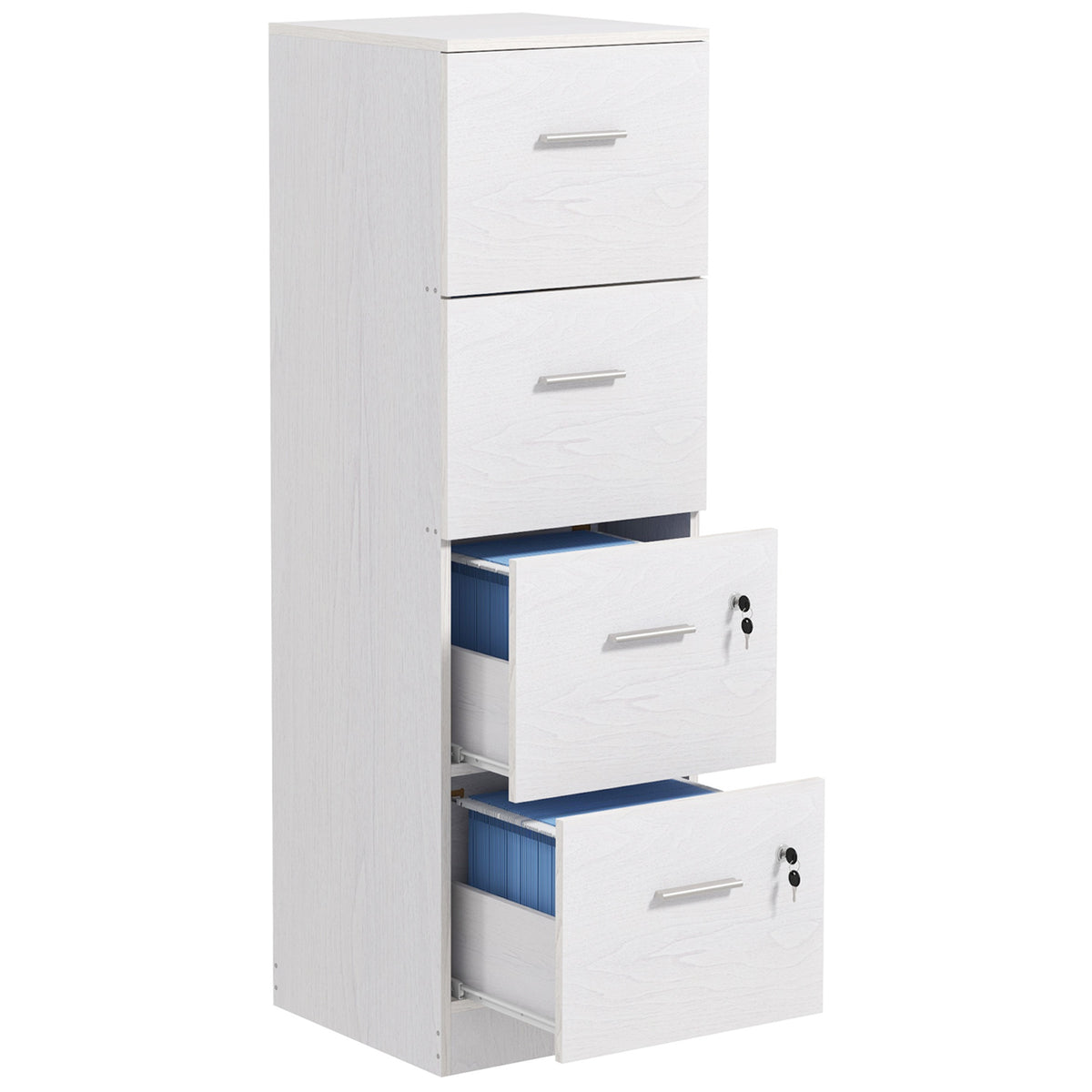 Archivador vertical de oficina con cerradura y cuatro cajones
