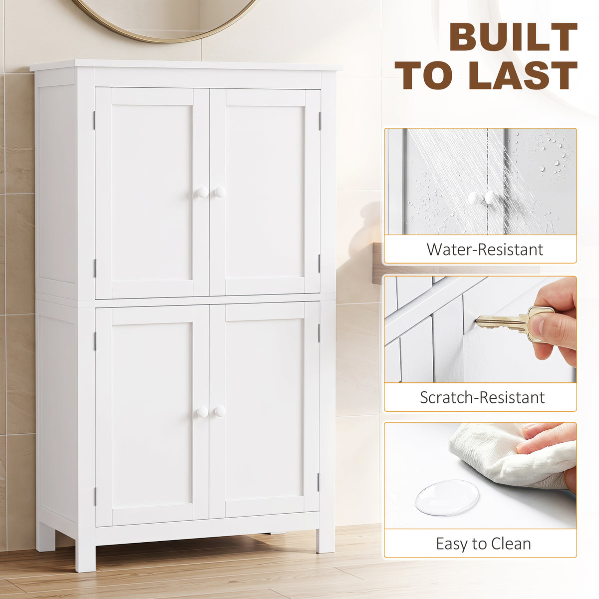Freestanding bathroom cabinet with doors