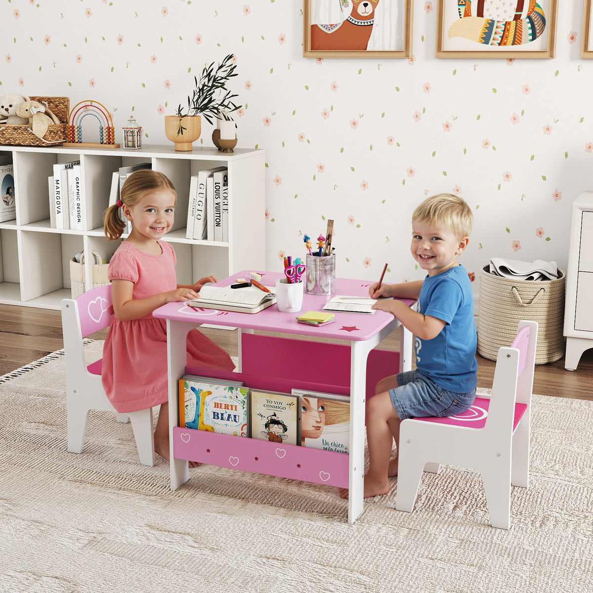 Conjunto de mesa y sillas para niños — Lote de 3