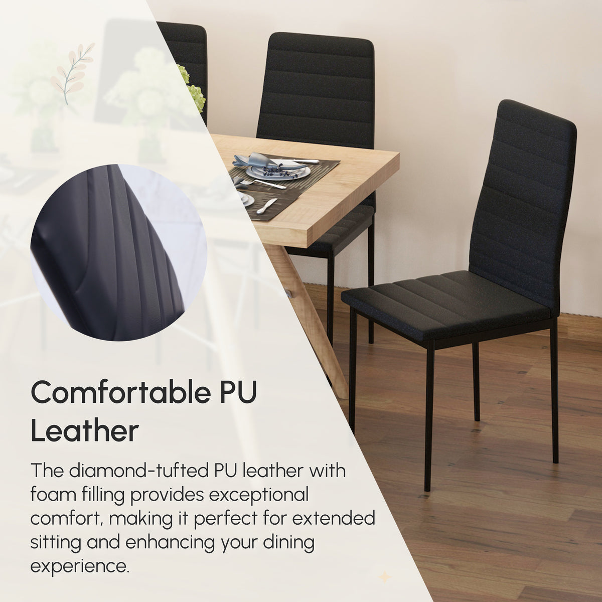 Modern PU Leather Dining Chairs — Set of 4