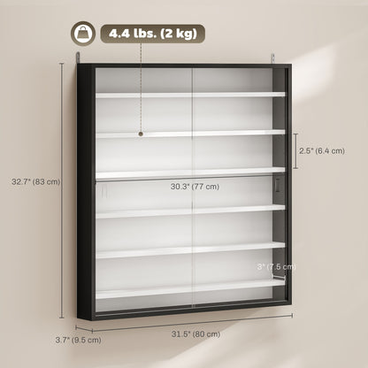 7-Tier Wall Display Cabinet with Glass Doors