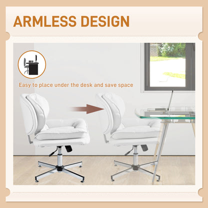 Wide armless tilting office chair