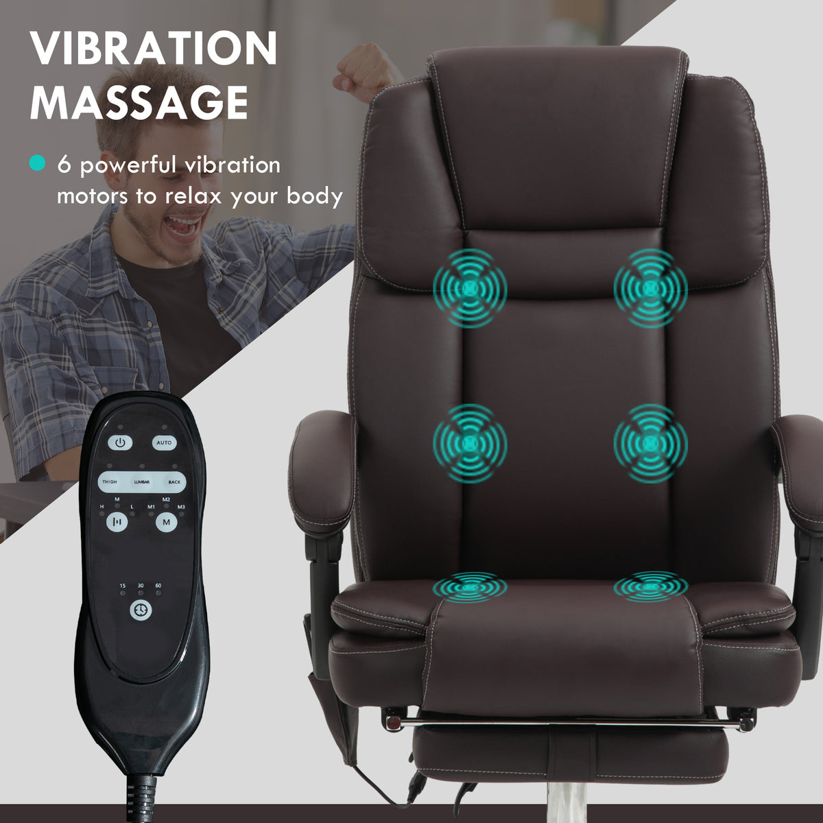 Reclining Massage Office Chair with Footrest