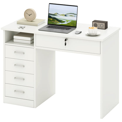 Computer Desk with Lockable Drawer and Storage