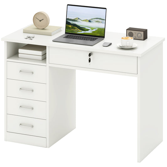 Computer Desk with Lockable Drawer and Storage