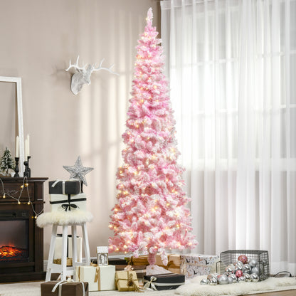 Prelit Snow Flocked Pencil Artificial Christmas Tree