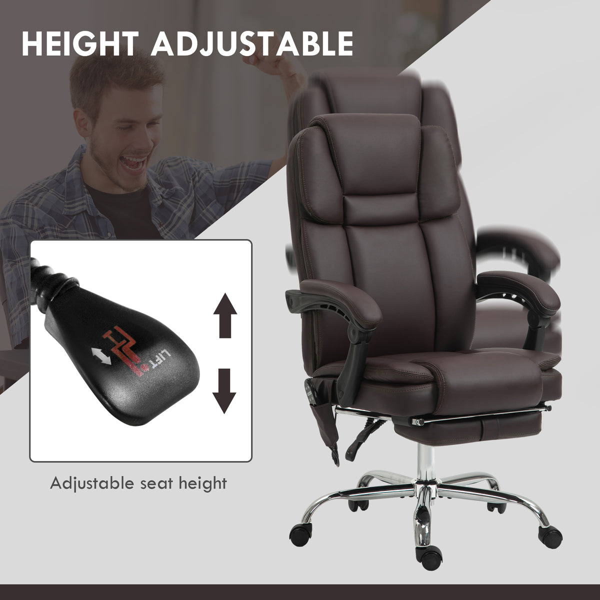 Reclining Massage Office Chair with Footrest