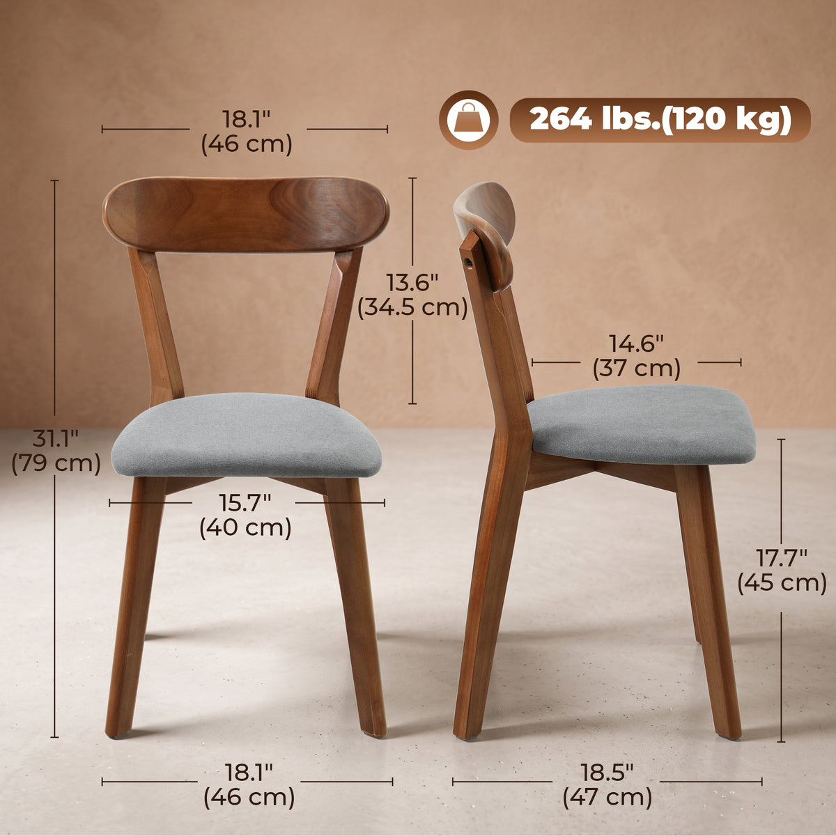Sillas de comedor tapizadas en lino gris