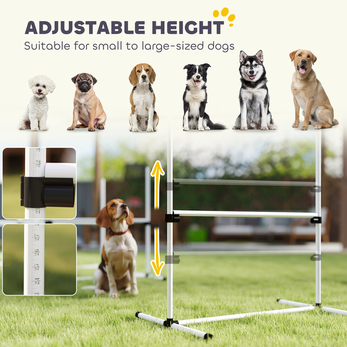 Juego de 4 vallas de agilidad ajustables para perros