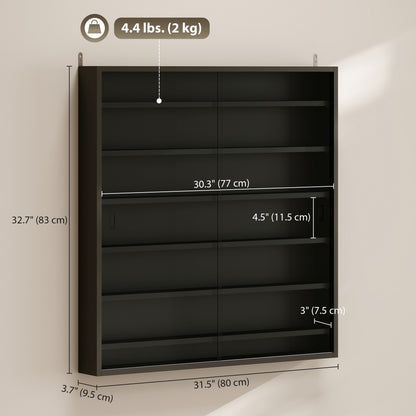 Vitrina expositora de pared de 7 niveles con puertas de vidrio