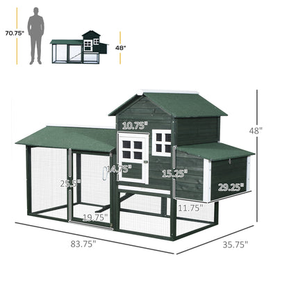 Wooden Chicken Coop with Run and Nesting Box