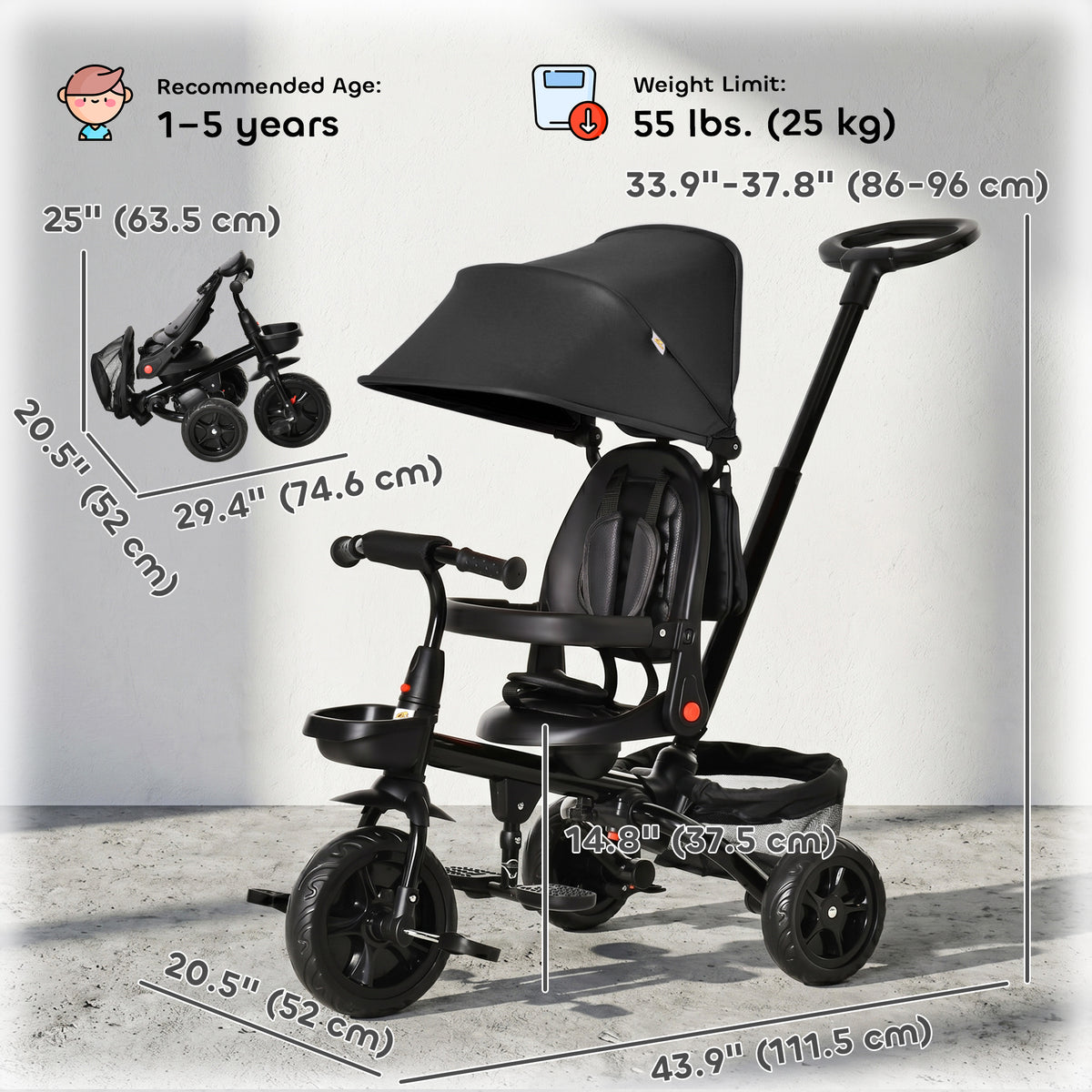 5-in-1 Growing Tricycle for Toddlers