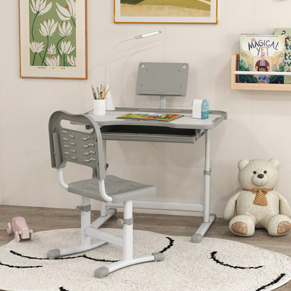 Escritorio infantil ajustable con silla y lámpara LED