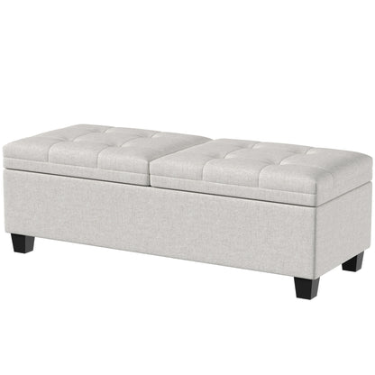 Tufted Storage Bench with Dual Lids