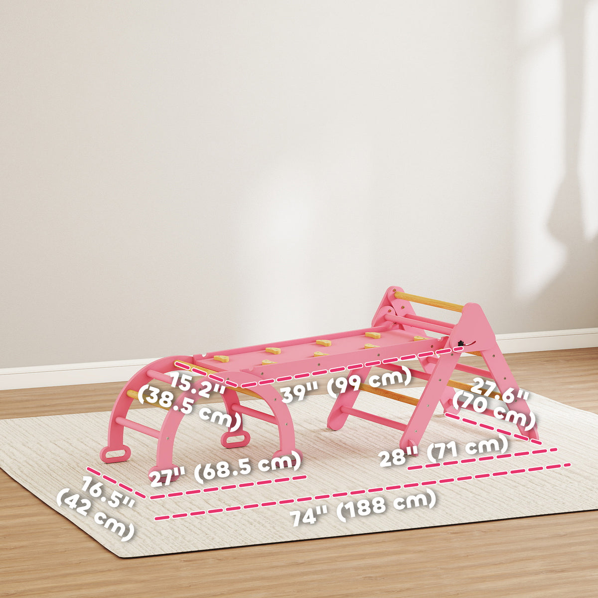 7-in-1 Foldable Wooden Pikler Triangle Set