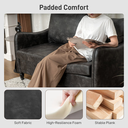 Loveseat Sofa PU Leather with Wood Legs