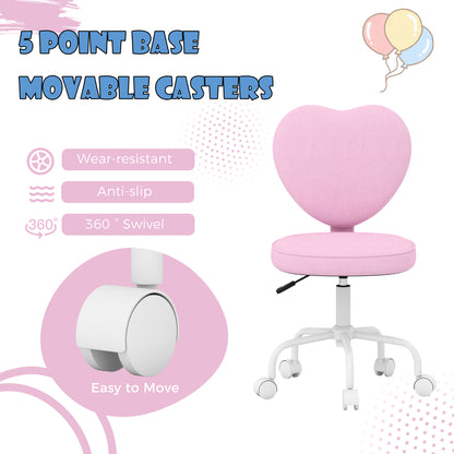 Heart back office chair linen fabric