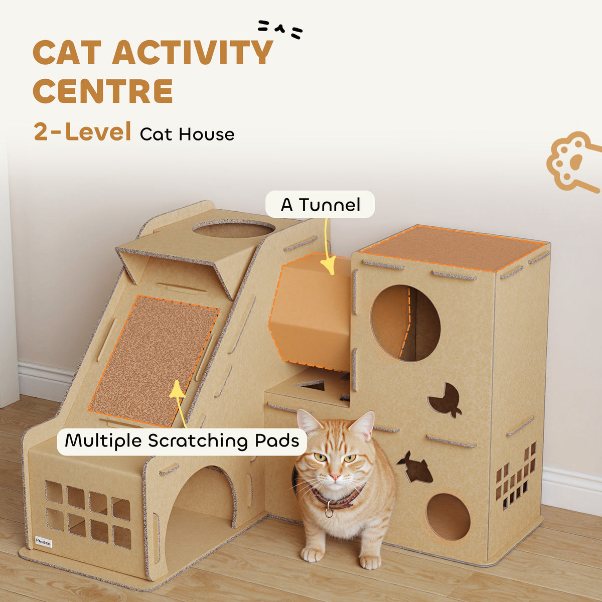 Multi-level cardboard cat house condo