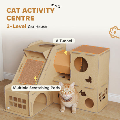 Multi-level cardboard cat house condo