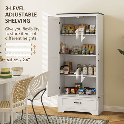 Farmhouse Pantry Cabinet with Drawer and Shelves