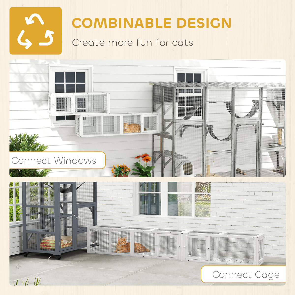 Outdoor Cat Tunnel Modular 8 Doors 98 Inch