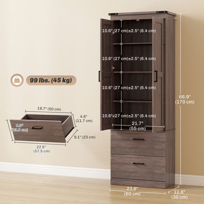 Tall Kitchen Pantry Cabinet 4-Tier with Drawers