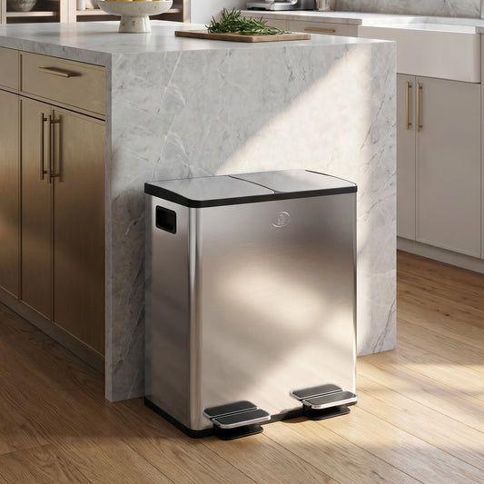 Double Step Trash Can with Soft-Close Lid 40 L