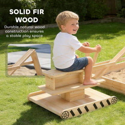 Wooden Sandbox with Digger and Rotating Seat 184 x 90 x 56 cm