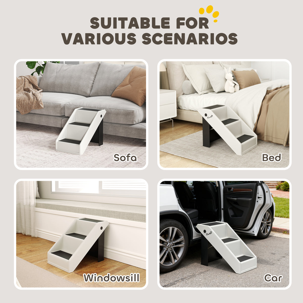 Escalera plegable para perros con 3 peldaños antideslizantes