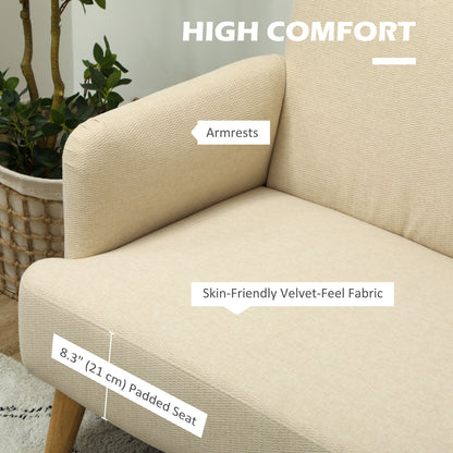 Loveseat 2 Seater Velvet Feel Fabric Thick Padding