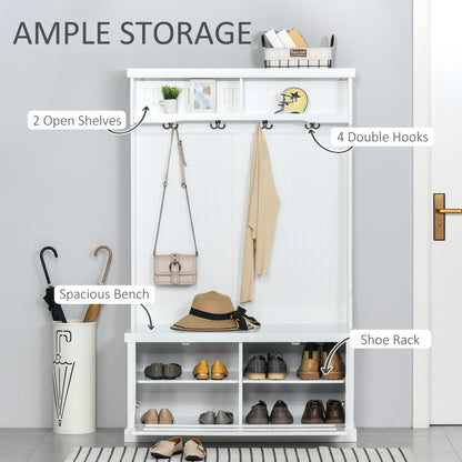 Mueble de entrada con banco de almacenamiento y percheros 164 cm