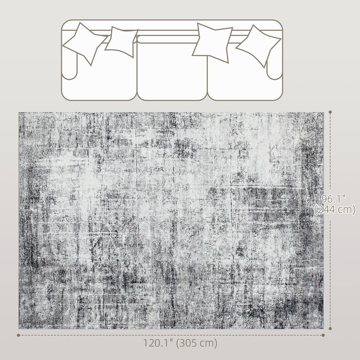 Modern Abstract Washable Living Room Area Rug