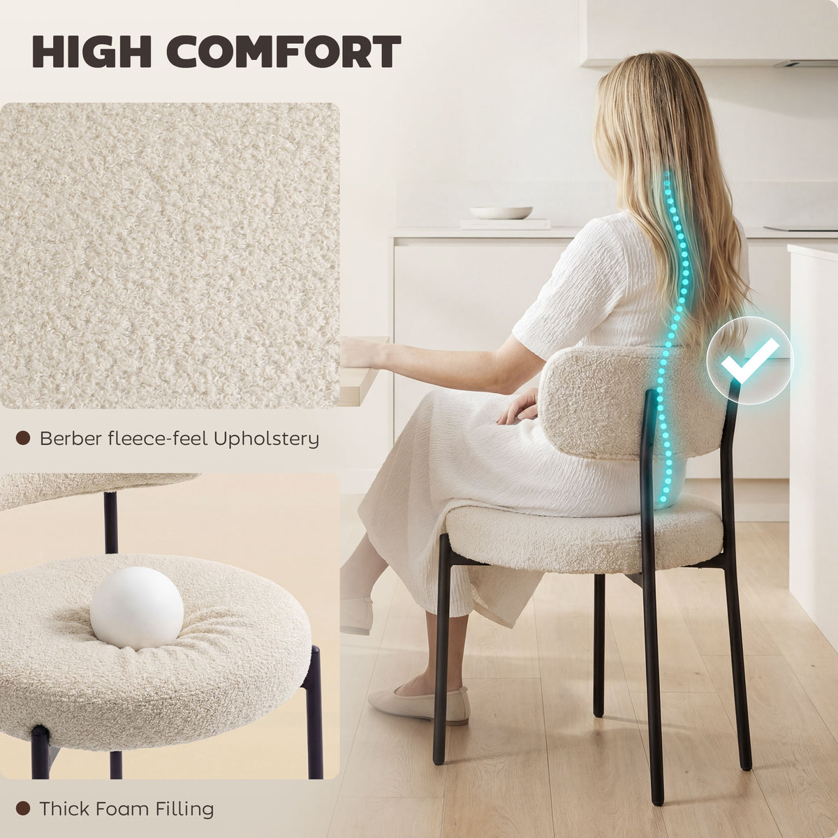 Juego de 4 sillas de comedor modernas acolchadas