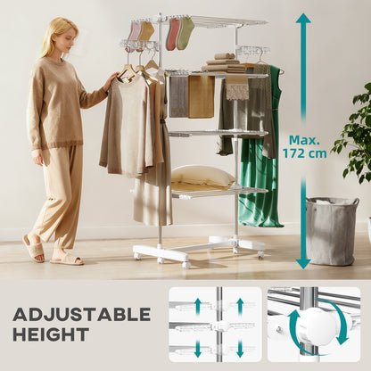 3-Tier foldable clothes drying rack stainless steel