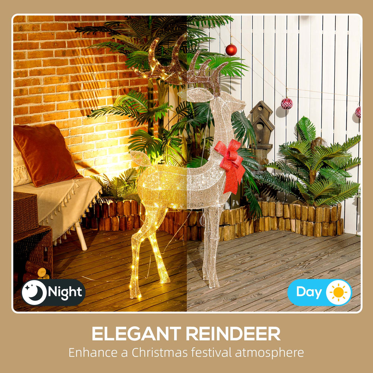 Decoración de Reno Luminoso LED Navidad Dorado