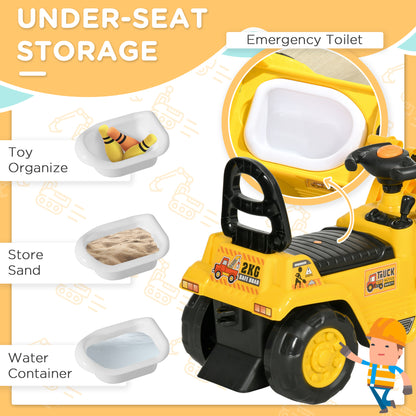 3-in-1 Ride-On Bulldozer with Bucket Horn and Storage
