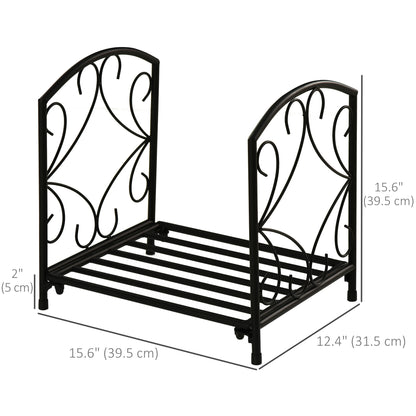 Heavy-duty metal fireplace log holder