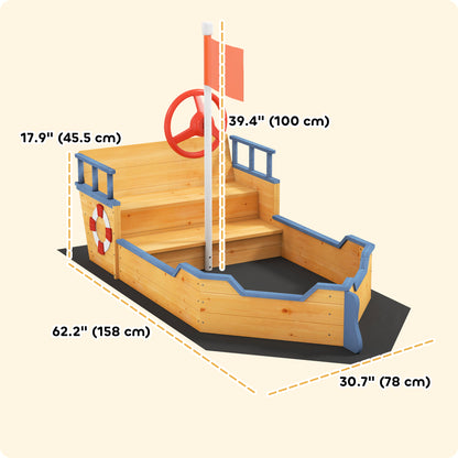 Kids wooden pirate ship sandboat sandbox