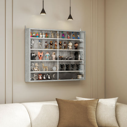 5-Shelf Wall Display Cabinet with 2 Glass Doors