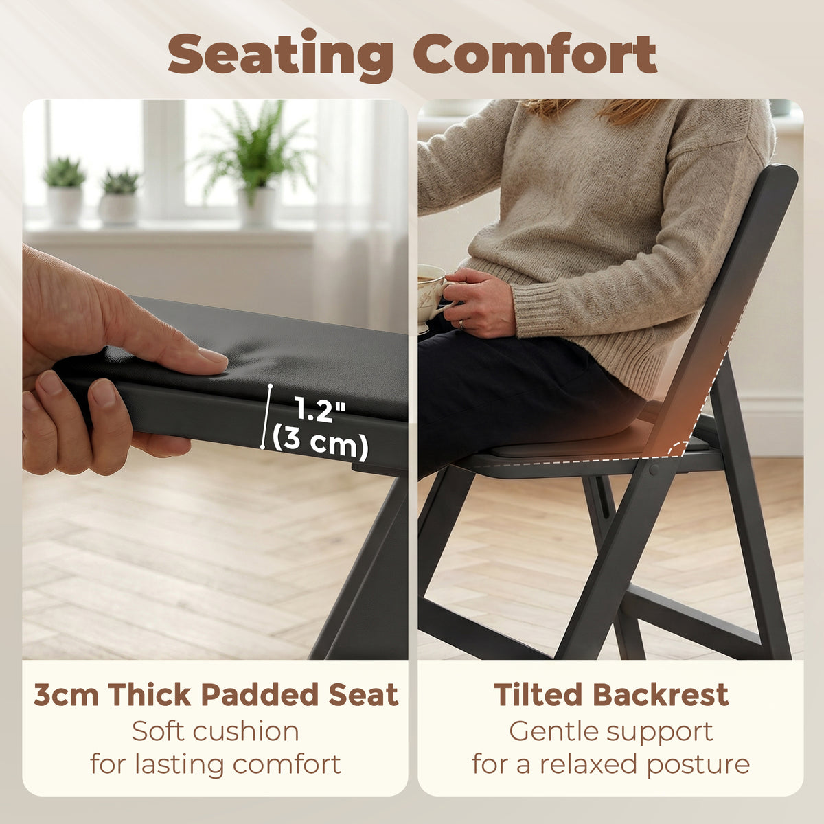 Padded Folding Resin Chairs, Set of 4