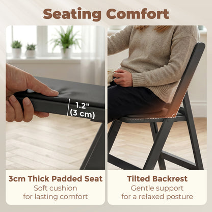 Padded Folding Resin Chairs, Set of 4