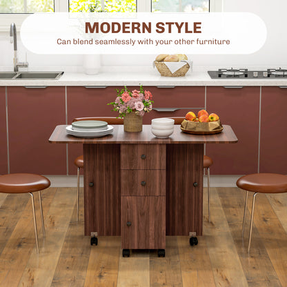 Drop leaf folding dining table with storage — Wheels