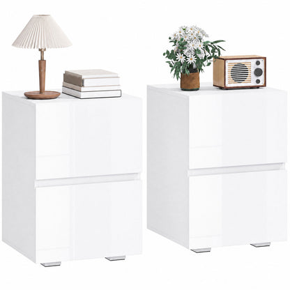 Modern Nightstand 2-Drawer Bedside Table — Set of 2
