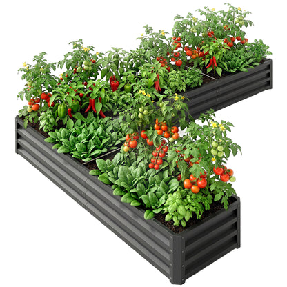 L-Shaped Raised Garden Bed 208 cm Galvanized Steel