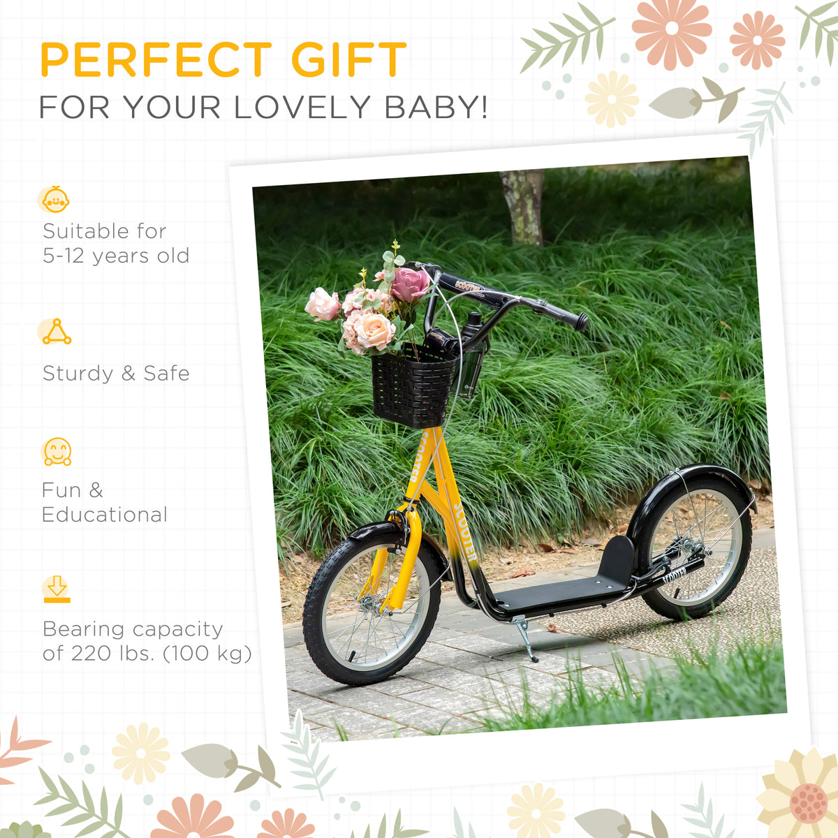 Patinete para niños con manillar ajustable
