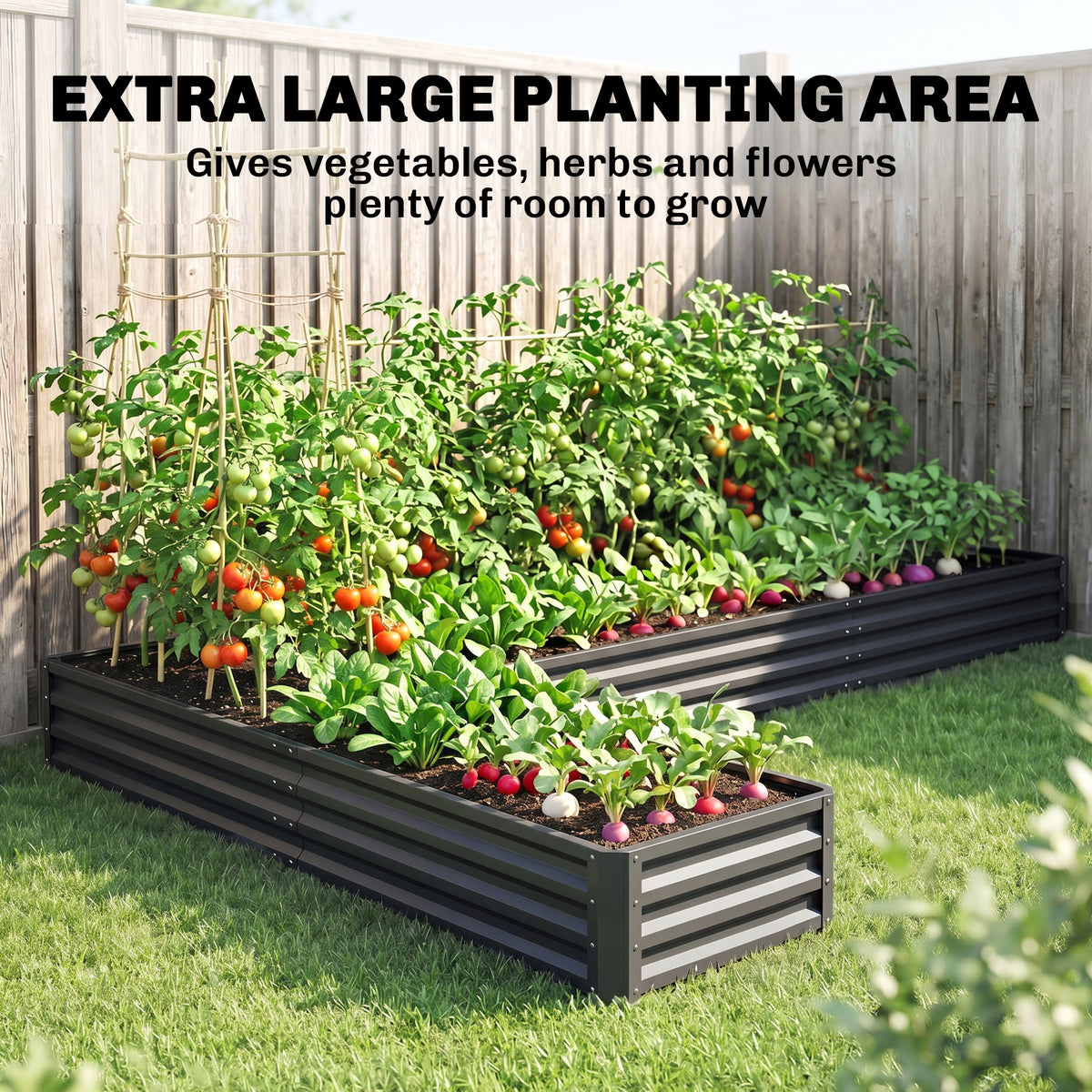 L-Shaped Raised Garden Bed 208 cm Galvanized Steel