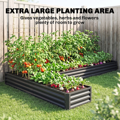 L-Shaped Raised Garden Bed 208 cm Galvanized Steel