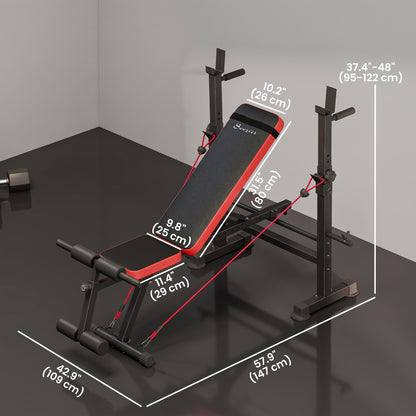 Banco de musculación regulable con soporte para press de banca
